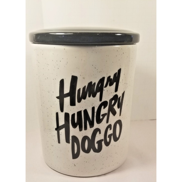 "Hungry Hungry Doggo" Dog Treat Cookie Jar Easy Tiger Co. 8" x 6" Air Tight Lid - Picture 1 of 8